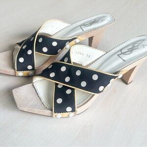 Yves Saint Laurent Black and White Polka Dot Heels